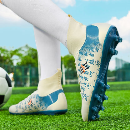New Soccer Boots Men Football Shoes Cleats Professional Soccer Shoe High-Tops Non-Slip Spikes for Big Boys Wide Training Sneaker