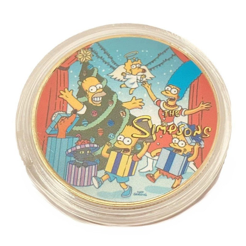 The Simpsons Artesanato de Metal Moedas Comemorativas Anime Periféricos Coleção Moedas Moeda de Ouro Desenho Animado Fofo Moeda da Sorte Brinquedos Infantis Presente