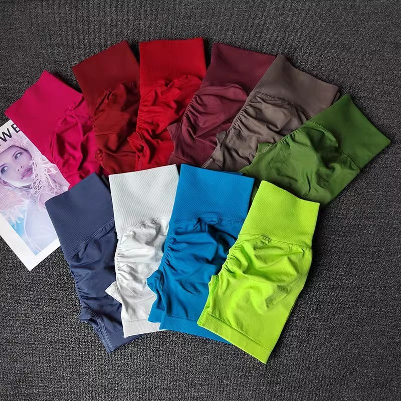 Summer High-Waist Women's Yoga Shorts Breathable Fitness Shorts Butt Lift Sports Running Cycling Push-Up Workout Gym Shorts