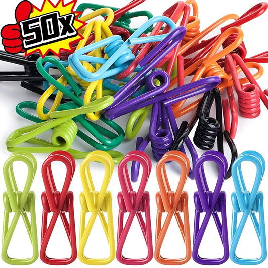 50/1pcs Clipe Selador Colorido Prendedores de Roupa Portáteis Clipe Selador de Lanche de Comida Clipes de Armazenamento Selados Braçadeira de Metal Suprimentos de Cozinha Domésticos