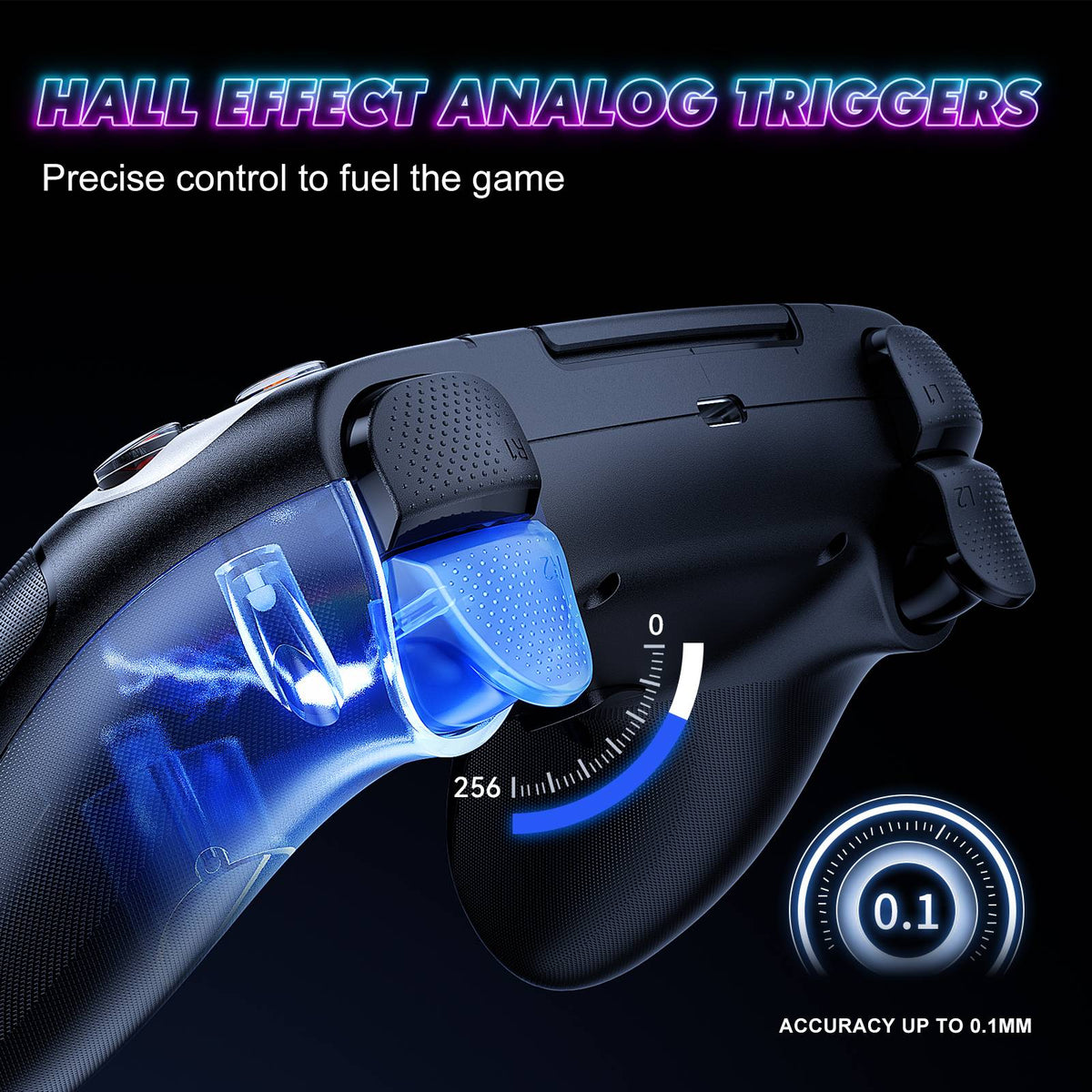 Controller For Playstation5 PS5/PS5 Pro/Slim/PC,RGB Wireless Gamepad Hall Effect Trigger Marco/Turbo Anti-Drift Game Joystick