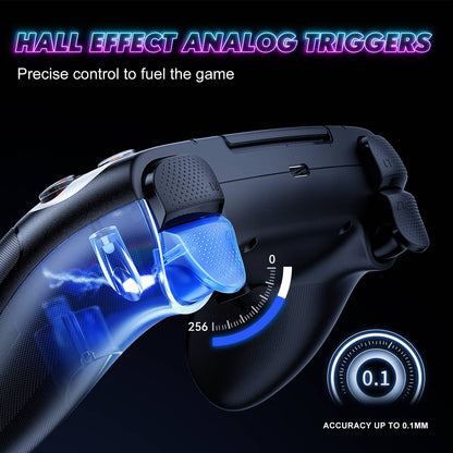 Controller For Playstation5 PS5/PS5 Pro/Slim/PC,RGB Wireless Gamepad Hall Effect Trigger Marco/Turbo Anti-Drift Game Joystick