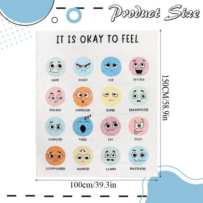 VIKAMA Calming Down Corner Items Classroom Rug Feelings Chart Emotion Reading Corner Soft Mental Health Area Rug School Decor