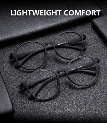 Óculos Ultraleves TR90 para Computador, Anti-Luz Azul, Proteção Ocular para Mulheres e Homens, Design Retrô Sem Parafusos, Óculos de Leitura Redondos