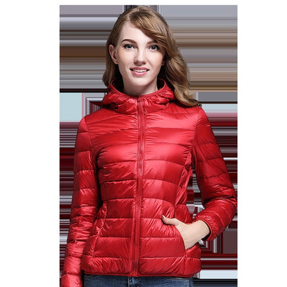 White Duck Down Winter Hoody Jackets Ultra-light Women Down Coats Puffer Long Sleeve Warm Slim Portable Thin Female Outwears 7XL