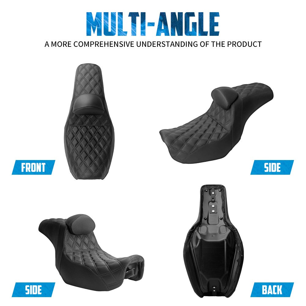Assento de passageiro com encosto para motocicleta, banco duplo com almofadas para Harley Dyna Fat Bob Low Rider FXDL FLD 2006-2017