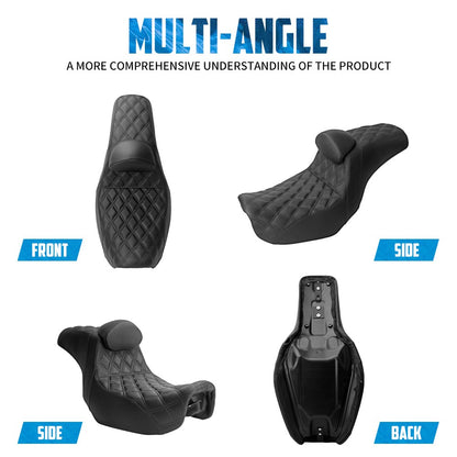 Assento de passageiro com encosto para motocicleta, banco duplo com almofadas para Harley Dyna Fat Bob Low Rider FXDL FLD 2006-2017