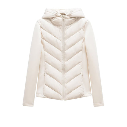 BSK&TRAF autumn and winter new women's hooded air cotton long-sleeved slim stitching light quilted down cotton jacket for women