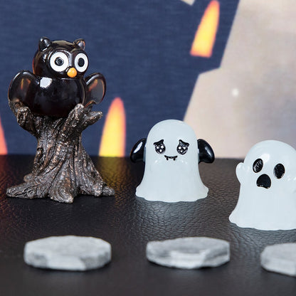 6Pcs Halloween Micro Landscape Miniature Figurines Resin Craft Mini Fairy Garden Ornaments Pumpkin Ghost Owl Home Decor