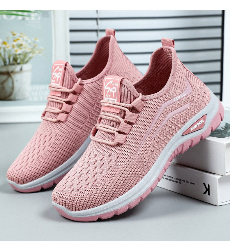 Autumn Women Casual Shoes Breathable Walking Mesh Lace Up Flat Shoes Sneakers Women Tenis Feminino Pink Zapatillas De Mujer