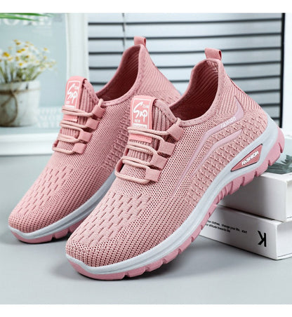 Autumn Women Casual Shoes Breathable Walking Mesh Lace Up Flat Shoes Sneakers Women Tenis Feminino Pink Zapatillas De Mujer