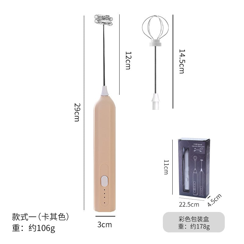 Electric milk frother charging portable egg beater beverage coffee machine handheld 3-speed jam cream machine kitchen blender