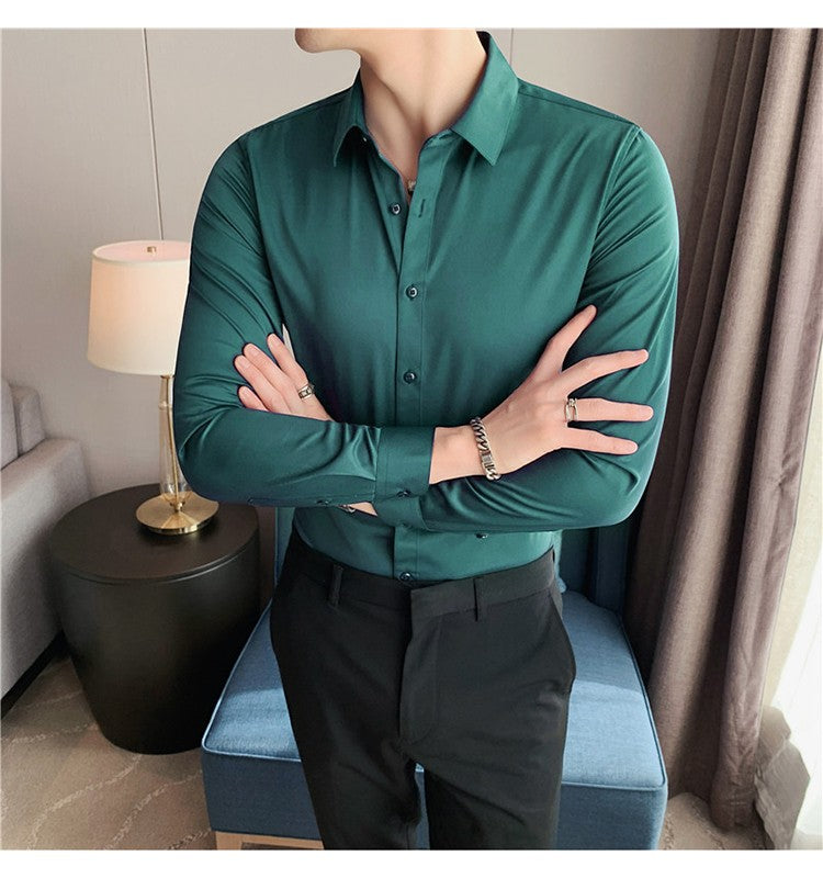 Plus Size S-7XL High Quality Men Dress Shirt 2024 Autumn Long Sleeve Solid Business Slim Shirts Homme Dress Social Casual Shirt