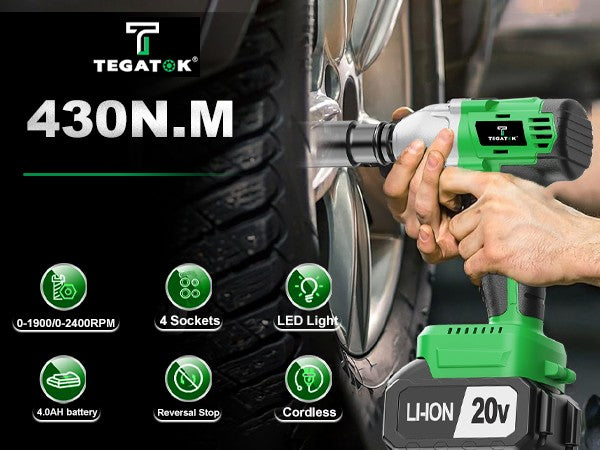 Chave Elétrica 3 EM 1 com Alto Torque 430Nm Chave Elétrica Sem Escovas para Ferramentas de Manutenção Automotiva Chave Sem Fio 20V Elétrica