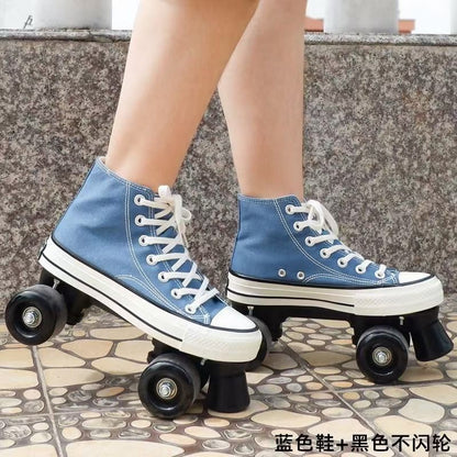 Adult and Children's Double-row Roller Skates Shoes , Breathable and Wear-resistant, Ice Rink , Four-wheel Skating Sneakers