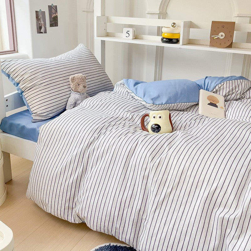 Conjunto de edredom lavado de 3 peças para Quarto Apartamento Dormitório Estudantil Simples popular multi-tamanho (1 capa de edredom + 2 fronhas)