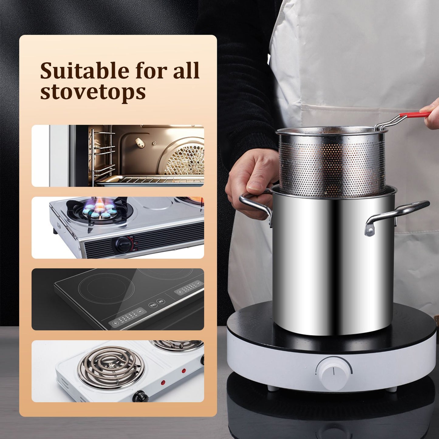 New Deep Frying Pot Kitchen Fryer With Strainer Stainless Steel Tempura Fryer Pan Fry Pot Chicken Fried Chicken Cooking Tools