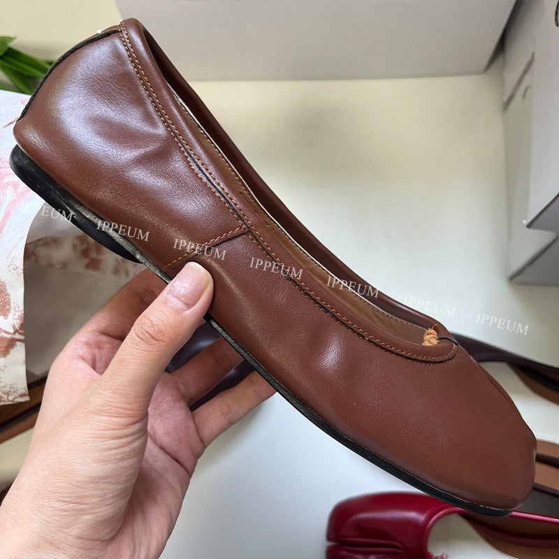 IPPEUM Tabis Shoes Black Ballets Flats Split Toe Women Mary Janes Plus Size 44 Dress Loafers Ballerina Zapato Mujer