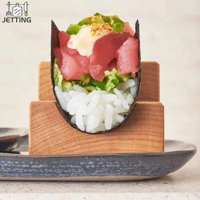 1Pc Japanese Sushi Rack Wooden Taco Snack Food Holder Wood Plate Cuisine Stand Sashimi Sushi Boat For Restaurant Hotel Home