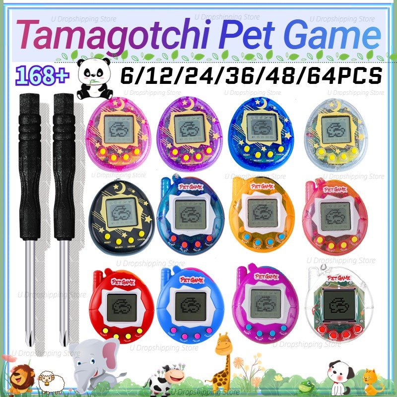 64-6PCS Virtual Pet Keychain Tamagotchi Electronic Toys for kids Video Game Party Favors Birthday Gifts School Classroom Prizes