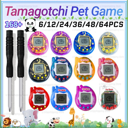 64-6PCS Virtual Pet Keychain Tamagotchi Electronic Toys for kids Video Game Party Favors Birthday Gifts School Classroom Prizes