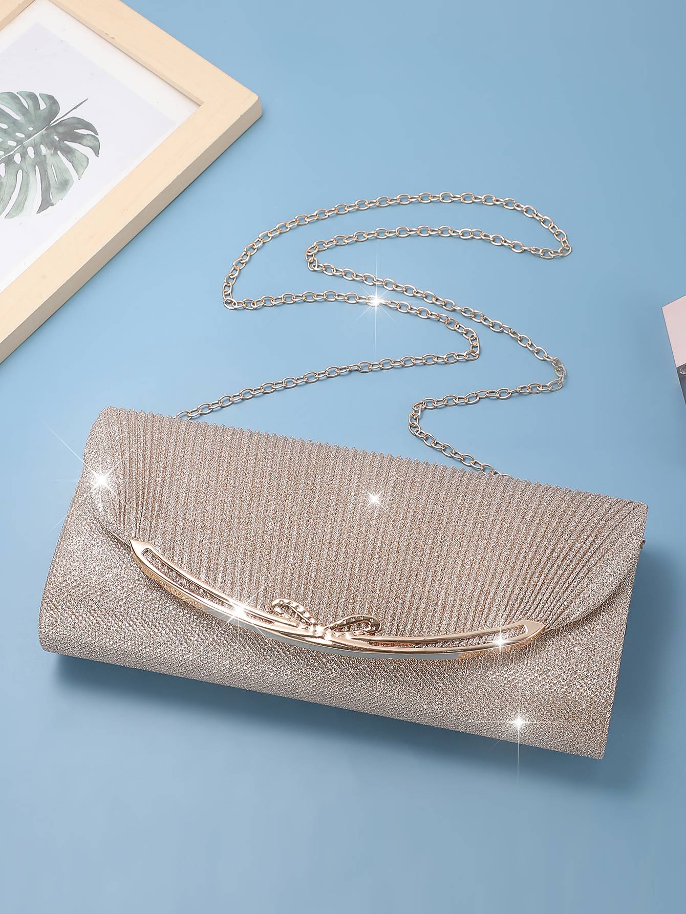 Ladies' wedding bride bridesmaid clutch bag elegant socialite party banquet evening dress bag detachable chain single-shoulder