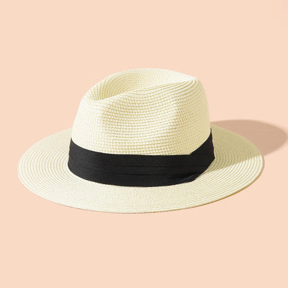 Chapéu de verão Chapéu Panamá de palha Cartola britânica Chapéu de praia dobrável masculino e feminino Chapéu de proteção solar
