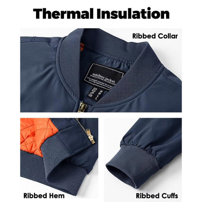 MAGCOMSEN Men's Aviator Jackets Thick Warm Orange Lining Bomber Jackets Fall Winter Casual Windproof Coats