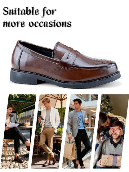 Men's Formal Leather Shoes British Style Oxford Loafers Round Toe Breathable Non-Slip Business Dress Wedding Office Casual Shos