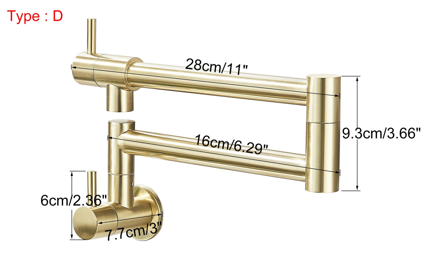 Brushed Gold Rotated Kitchen Sink Faucet Cold Water Tap Brass Basin Sink Swivel Faucets Wall Mounted Faucet