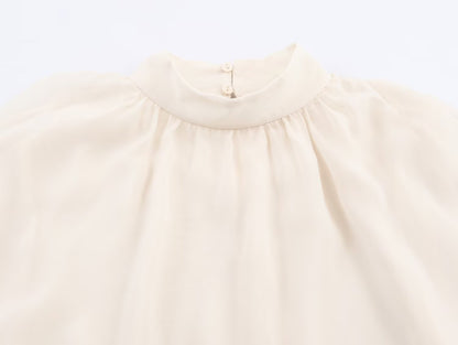 Elegant Women's Tierred Ruffles Blouse Chic Long Sleeve Loose Crop Shirt 2026 Spring New Chic Half High Collar Woman Solid Top