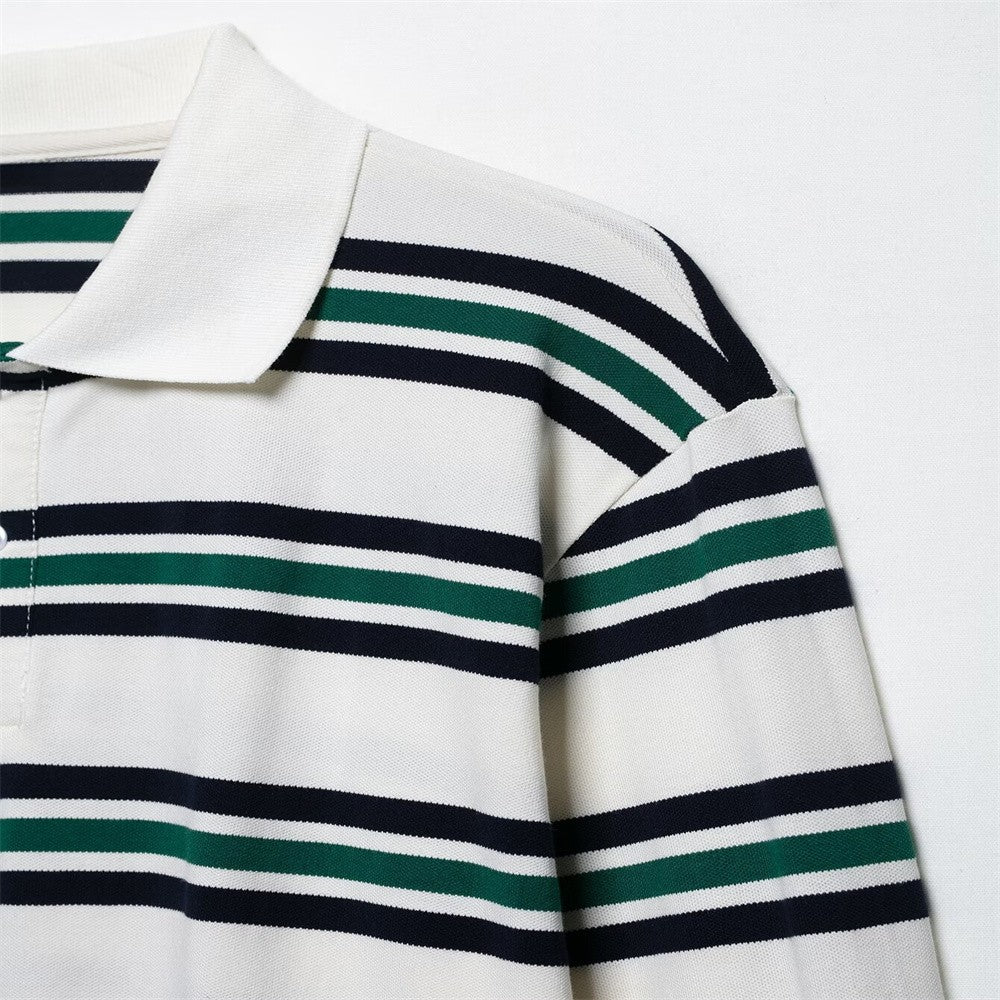 UNIZERA 2025 Women's Long - Sleeve Striped Polo - style Shirts in Burgundy and White with Contrasting Collars for a Casual Look