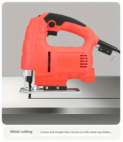 Serra Tico-Tico Elétrica - Serra Tico-Tico de 710W com 6 Velocidades Ajustáveis, Ferramenta Elétrica Multifuncional para Trabalhar Madeira, 110V EUA, Vermelha