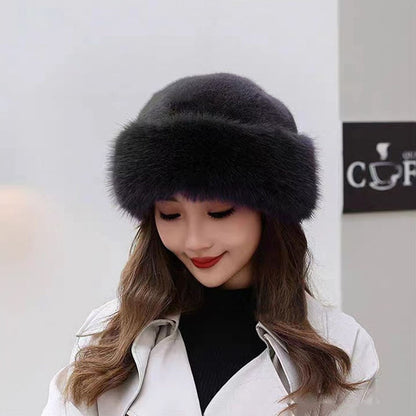 2024 Y2K Fluffy Faux Fur Bucket Hat Women Rabbit Fur Warm Thick Plush Winter Hat Lady Luxury Fashion Furry Panama Fisherman Cap