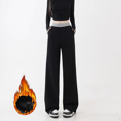 Winter Female Designer Snow Warm Casual Pants Girls Fashion Plush High Waist Trousers Lady Comfortable Fleece Thermal Pants