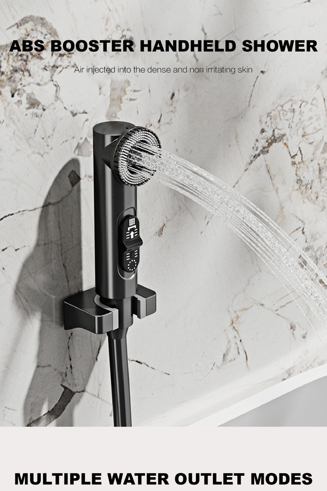 Luxury black brass wall mounted thermostatic bathroom faucet with LED digital display design, embedded hot and cold bathtub Tap