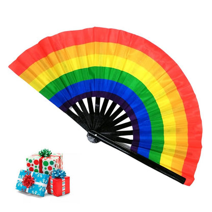 Rainbow Fan Rainbow Rave Hand Fan Rainbow Hand Held Folding Fan Chinese and Japanese Handheld Fan Dancing Fan Fold Hand Fan