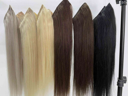 Full Shine Fishing Wire Hair Extensions Cabelo Humano Real Hair Extensions Apliques Para Mulheres Fio Secreto Grosso