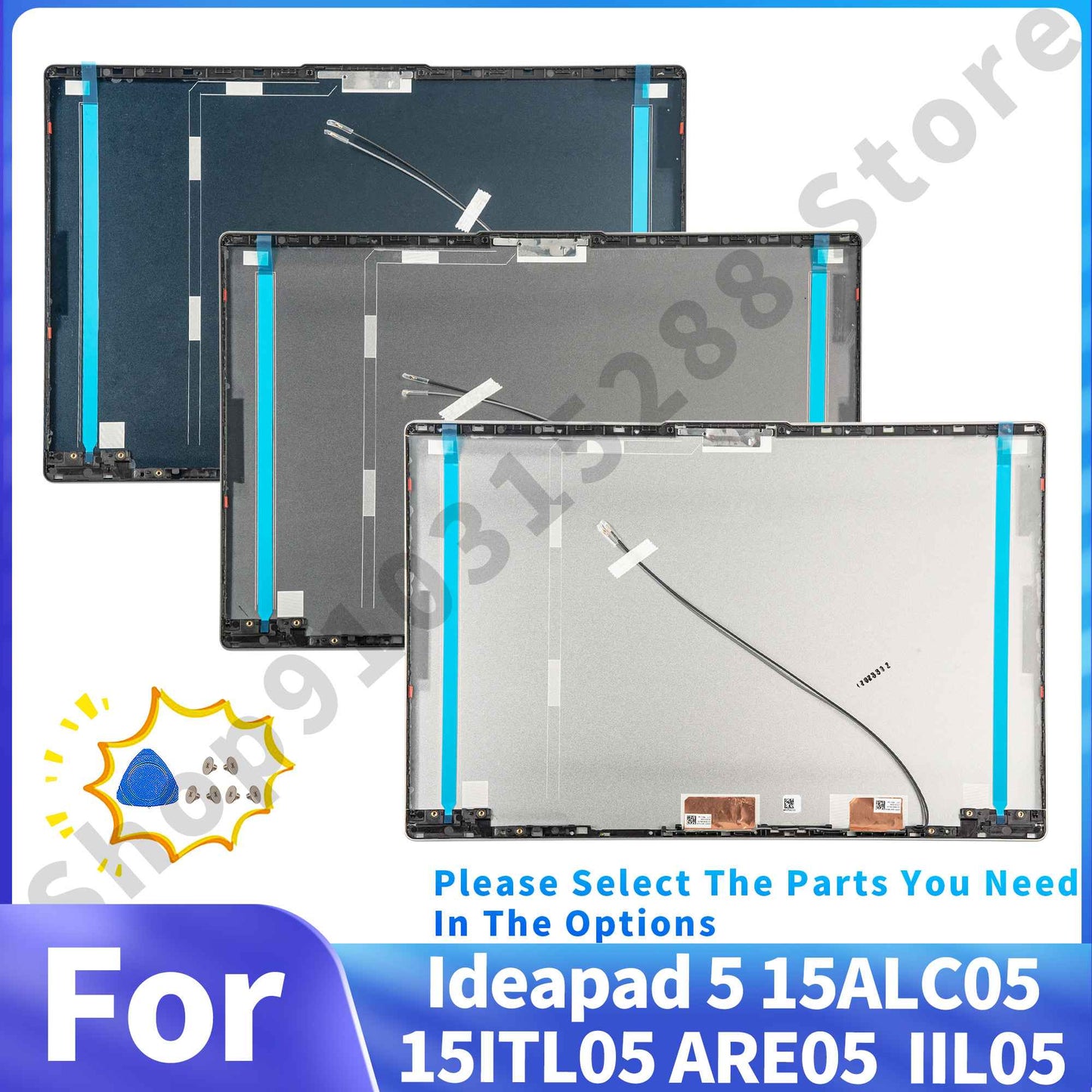 Top Lid Case For Ideapad 5 15IIL05 15ARE05 15ITL05 15ALC05 2020 2021 GS557 LCD Back Cover Repair silver/gray/dark blue Metal