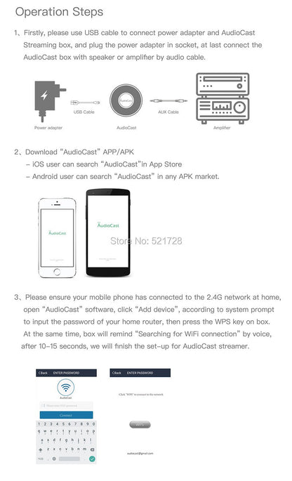 Wireless Wifi Music Audio Streamer Receiver Audiocast Ieast pPlay M5 DLNA For Airplay Audio Music Adapter Multi Room Streams