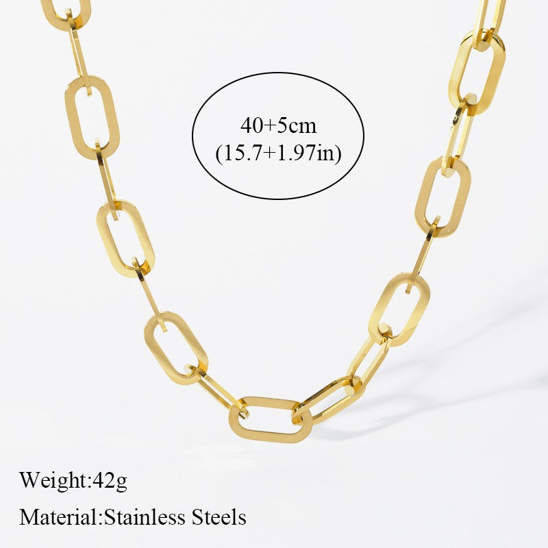 EILIECK Colar de Corrente Grossa de Aço Inoxidável 316L Dourado e Prateado para Mulheres, Corrente Cubana da Moda, Joia Impermeável de Presente