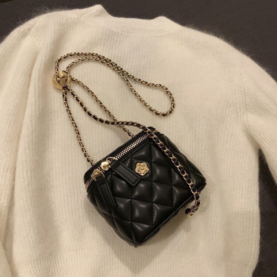 New Mini Quilted Chain Diamond Checkered Women's Crossbody Bag Fashion Mini Handbag  PU Leather Woman's One-shoulder Small Bag