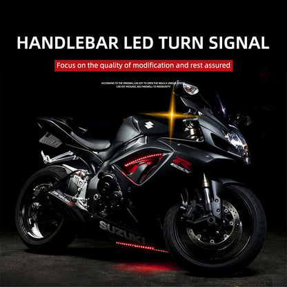 2 Peças Lâmpada de Guidão LED para Moto, Luzes de Condução com Seta, Luz de Seta, Luz de Freio, Sinalizador Piscante, Luz de Parada, Luz de Estacionamento