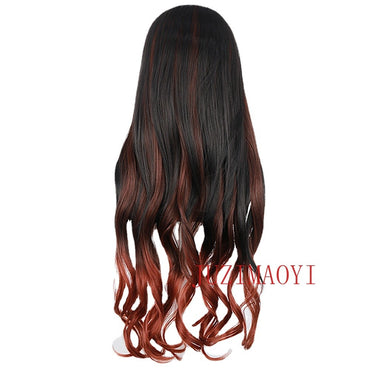 Nezuko Cosplay Wig Cosplay Curly Black Orange Gradient Wig Cosplay Heat Resistant Synthetic Wigs