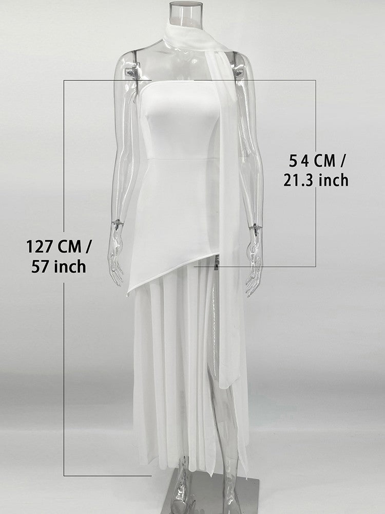 TARUXY Fashion Strapless Dress With Ribbon Female Elegant Sleeveless Mesh Beach