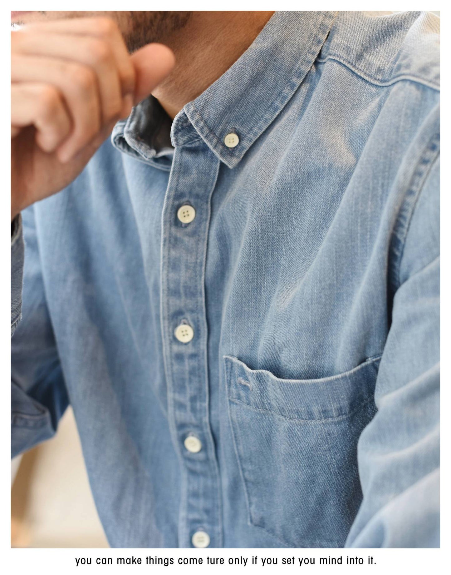SauceZhan Chambray shirt  men shirt long sleeve Denim Shirt Cotton Casual Wash Shirt Mens Dress Shirts Jeans Shirts Slim