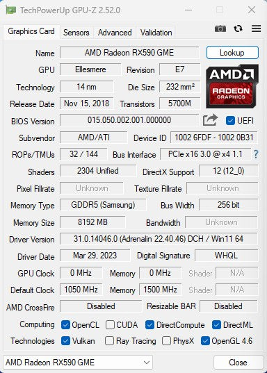 MLLSE AMD RX 590 GME 8GB Placa de Vídeo para Jogos GDDR5 256Bit PCI Express 3.0 ×16 6 Pinos Radeon GPU rx 590 8gb Series