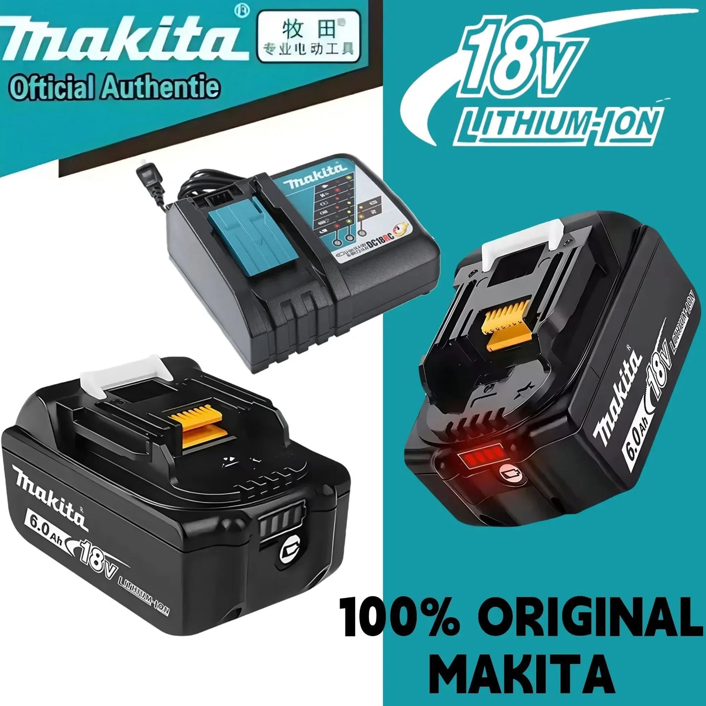 Bateria Genuína Makita BL1860 18V 6Ah para Ferramentas Elétricas, Substituição Li-ion LXT BL1850 BL1840 para Parafusadeira 18V com BMS TPCELL 18V