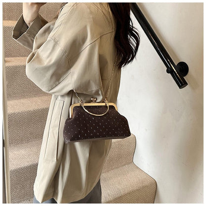 Luxury Design Women's Evening Clutch Purse Dinner Party Ladies Small Clip Shoulder Bag Handbags Retro Female Chain Crossbody Bag