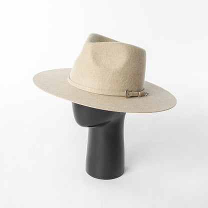 Chapéu Fedora de Feltro 100% Lã Australiana com cinto de feltro e aba larga de design moderno
